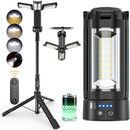 OGERY 10000/18000mAh Camping Light with Remote Control & Power Bank - Rechargeable 2200 Lumens Dimmable Work Light, Emergency Light & Detachable Tripod (1.75-6.5 Ft) for Outdoor, Hiking, Home & Emergency summerwins
