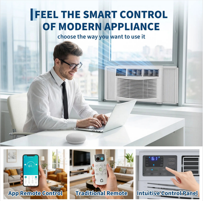 Window Air Conditioner, 8000 BTU Compact AC Unit, Energy Saving Window AC, Smart AC with 3 Modes Cool Dry Fan Speed Control,Cools Up to 350 Sq.Ft,115v Mini Air Conditioner for Bedroom,Office,Home
