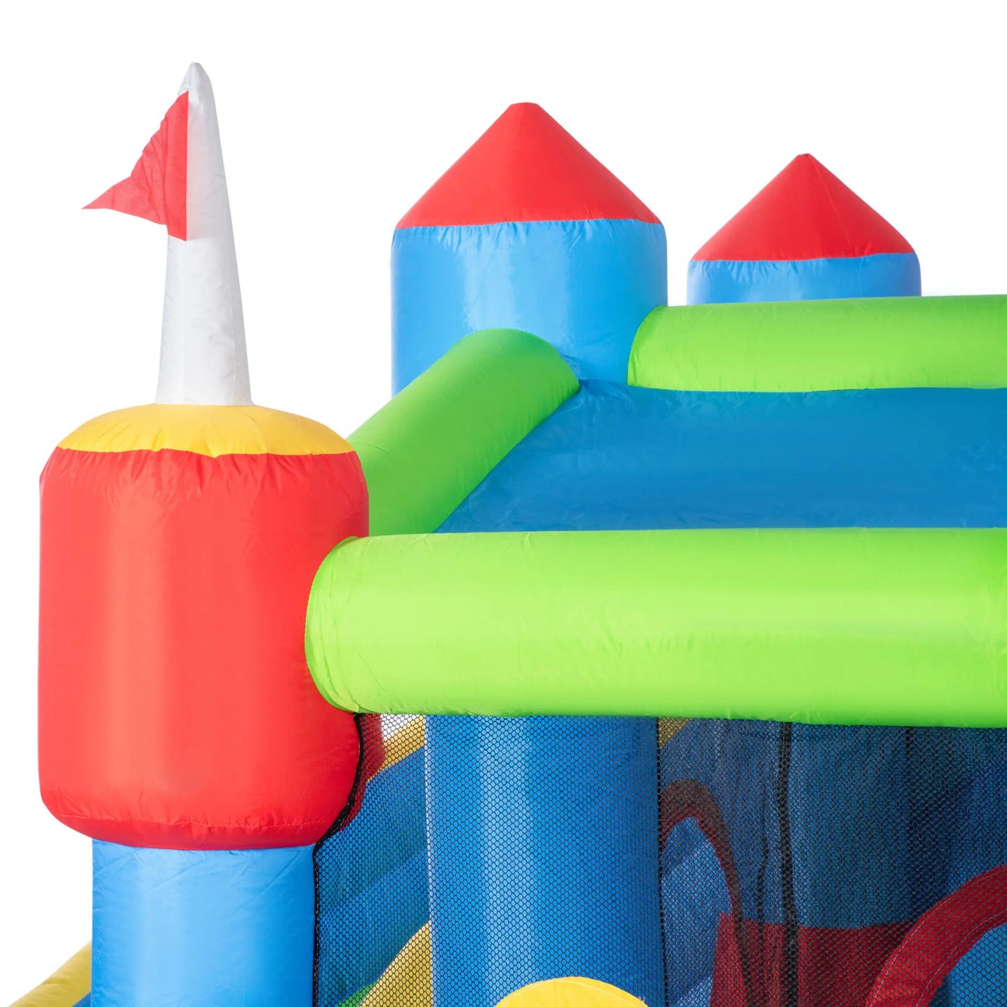 #Summervibes Outsunny 5/6/8-in-1 Summervibes Inflatable Water Slide Kids Bounce House with Splash Pool Climbing Wall Air Pump Water Cannon Slide Trampoline Multifunction Durable Outdoor Backyard Fun