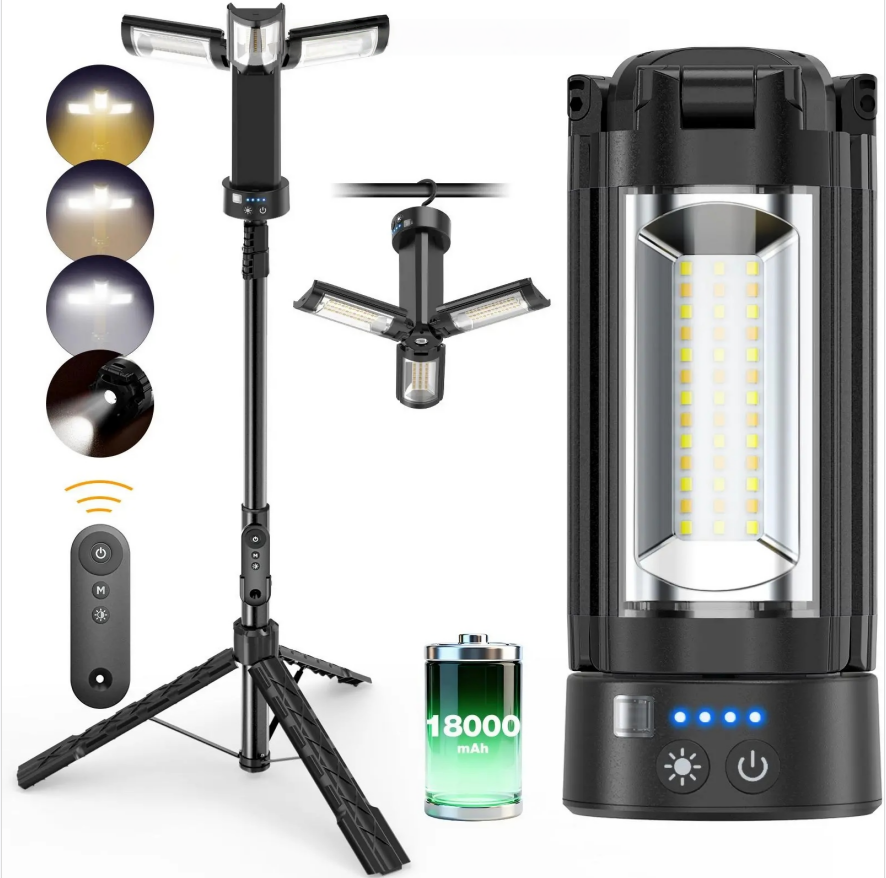 OGERY 10000/18000mAh Camping Light with Remote Control & Power Bank - Rechargeable 2200 Lumens Dimmable Work Light, Emergency Light & Detachable Tripod (1.75-6.5 Ft) for Outdoor, Hiking, Home & Emergency summerwins