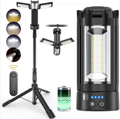 OGERY 10000/18000mAh Camping Light with Remote Control & Power Bank - Rechargeable 2200 Lumens Dimmable Work Light, Emergency Light & Detachable Tripod (1.75-6.5 Ft) for Outdoor, Hiking, Home & Emergency summerwins