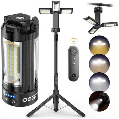 OGERY 10000/18000mAh Camping Light with Remote Control & Power Bank - Rechargeable 2200 Lumens Dimmable Work Light, Emergency Light & Detachable Tripod (1.75-6.5 Ft) for Outdoor, Hiking, Home & Emergency summerwins