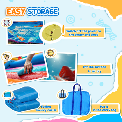 #Summervibes Outsunny 5/6/8-in-1 Summervibes Inflatable Water Slide Kids Bounce House with Splash Pool Climbing Wall Air Pump Water Cannon Slide Trampoline Multifunction Durable Outdoor Backyard Fun