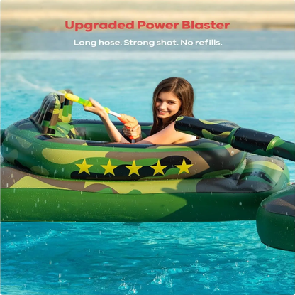 🔥Hot Sale 50% Inflatable Tank Pool Float for Adults & Kids 6+ Years Old, Ride-On Camouflage Floaty with Water Cannon, Swim Raft Toy for Boys Girls Ages 6+, Lake Backyard Pool Party Waterpark Floaties