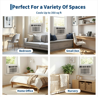 Window Air Conditioner, 8000 BTU Compact AC Unit, Energy Saving Window AC, Smart AC with 3 Modes Cool Dry Fan Speed Control,Cools Up to 350 Sq.Ft,115v Mini Air Conditioner for Bedroom,Office,Home