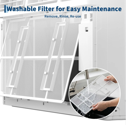 Window Air Conditioner, 8000 BTU Compact AC Unit, Energy Saving Window AC, Smart AC with 3 Modes Cool Dry Fan Speed Control,Cools Up to 350 Sq.Ft,115v Mini Air Conditioner for Bedroom,Office,Home