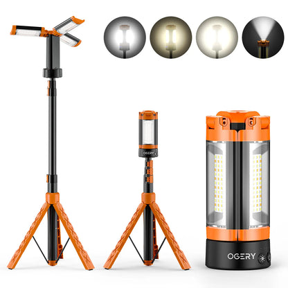 OGERY 10000/18000mAh Camping Light with Remote Control & Power Bank - Rechargeable 2200 Lumens Dimmable Work Light, Emergency Light & Detachable Tripod (1.75-6.5 Ft) for Outdoor, Hiking, Home & Emergency summerwins