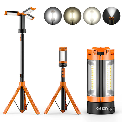 OGERY 10000/18000mAh Camping Light with Remote Control & Power Bank - Rechargeable 2200 Lumens Dimmable Work Light, Emergency Light & Detachable Tripod (1.75-6.5 Ft) for Outdoor, Hiking, Home & Emergency summerwins