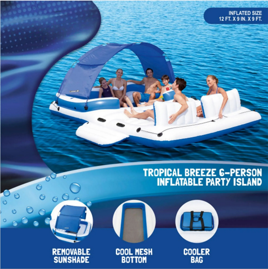 Bestway Hydro-Force Tropical Breeze 6 Person Inflatable Party Island Water Float