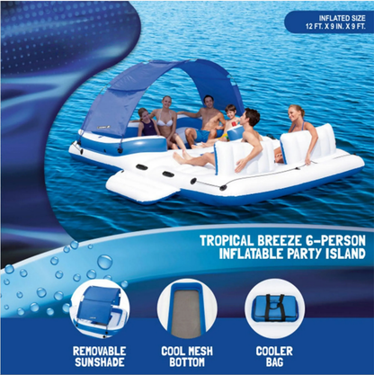 Bestway Hydro-Force Tropical Breeze 6 Person Inflatable Party Island Water Float